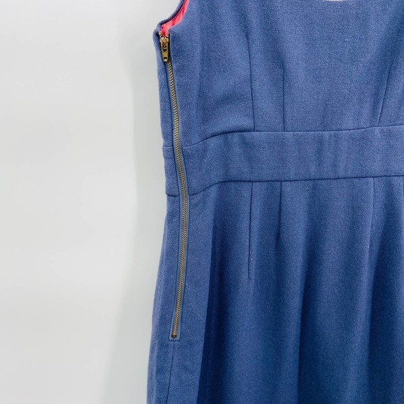 ANTHROPOLOGIE Moulinette Soeurs Wool Blue Gold Button Ruffle Sleeveless Dress 2 - Picture 5 of 7